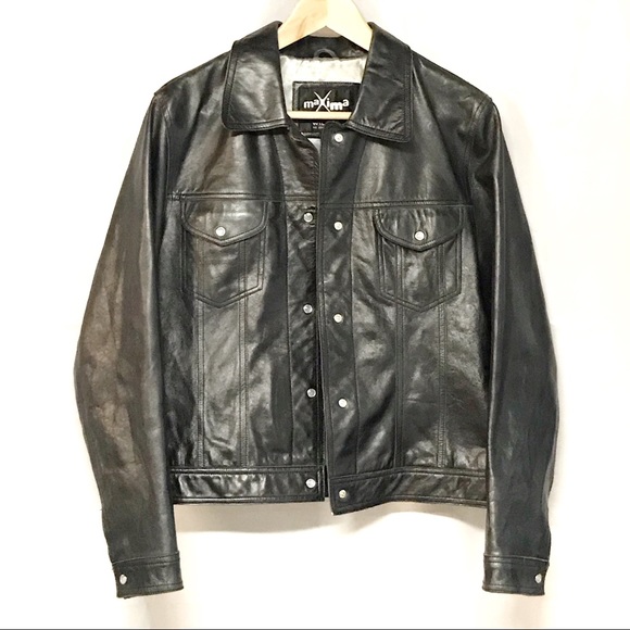 Wilsons Leather Jackets & Blazers - Maxima Wilson black leather moto jacket large
